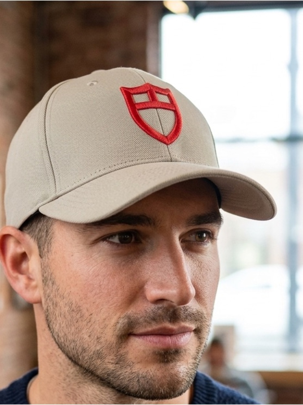 Tudor Watch Logo Baseball Cap Tan Red Shield Embroidered Adjustable Hat